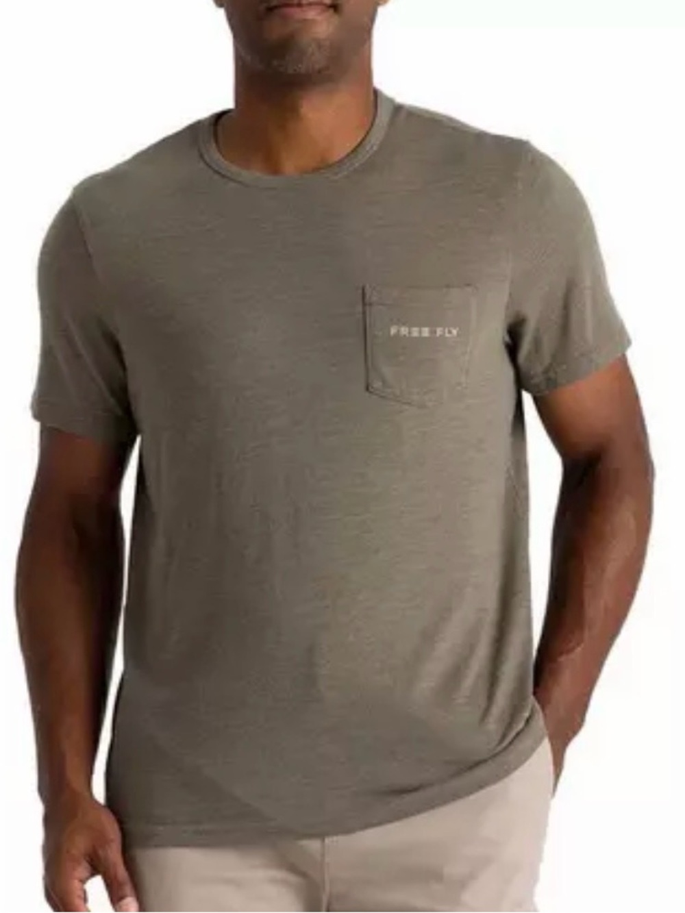 EUC Free Fly Apparel Men's Olive Pocket Crew Tee Camo Redfish